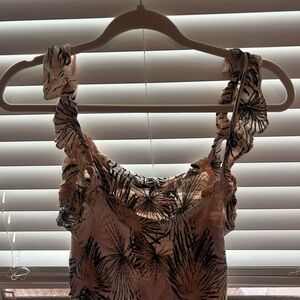Unk Black and Tan Patterned Sleeveless Top